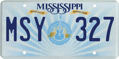 MS license plate MSY327