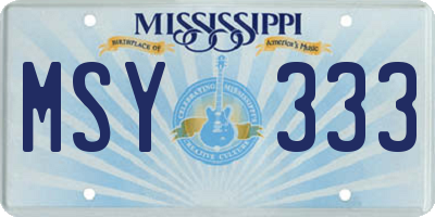 MS license plate MSY333