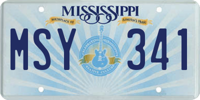 MS license plate MSY341