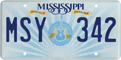 MS license plate MSY342