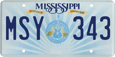 MS license plate MSY343
