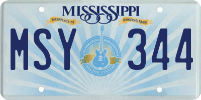 MS license plate MSY344
