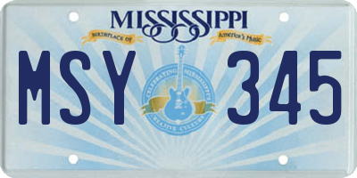 MS license plate MSY345