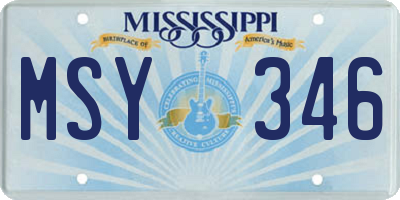 MS license plate MSY346