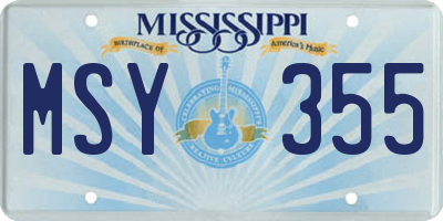 MS license plate MSY355