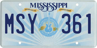 MS license plate MSY361