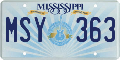 MS license plate MSY363