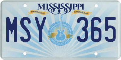 MS license plate MSY365
