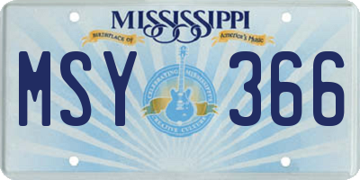 MS license plate MSY366