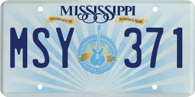 MS license plate MSY371