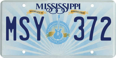 MS license plate MSY372