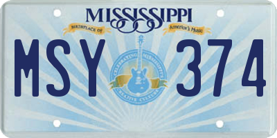 MS license plate MSY374