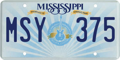 MS license plate MSY375