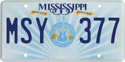 MS license plate MSY377