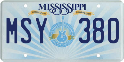 MS license plate MSY380
