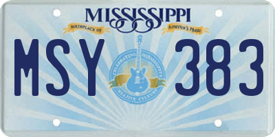 MS license plate MSY383