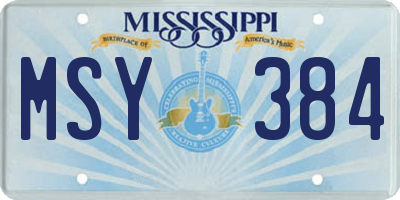 MS license plate MSY384