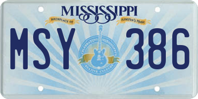 MS license plate MSY386