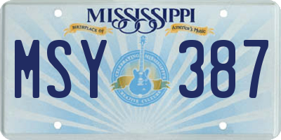 MS license plate MSY387