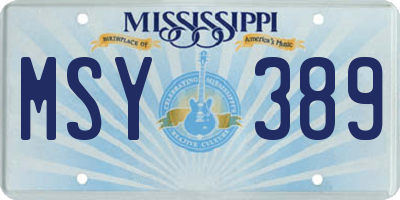 MS license plate MSY389