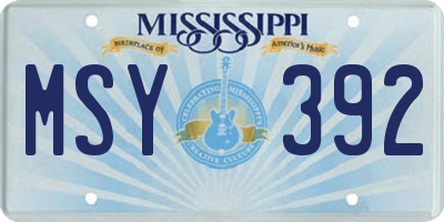 MS license plate MSY392