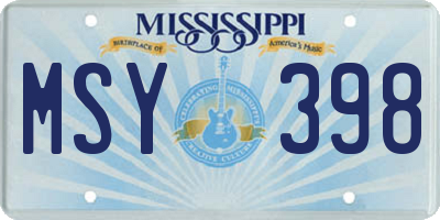 MS license plate MSY398