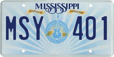 MS license plate MSY401