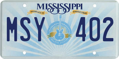MS license plate MSY402