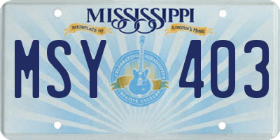 MS license plate MSY403