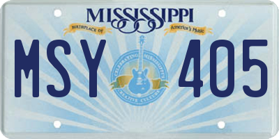 MS license plate MSY405