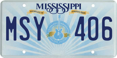 MS license plate MSY406