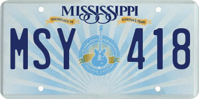 MS license plate MSY418