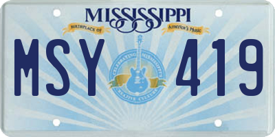 MS license plate MSY419