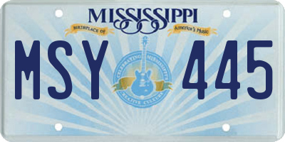 MS license plate MSY445