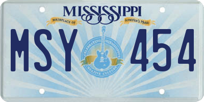 MS license plate MSY454