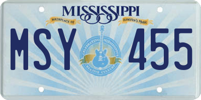 MS license plate MSY455