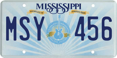 MS license plate MSY456