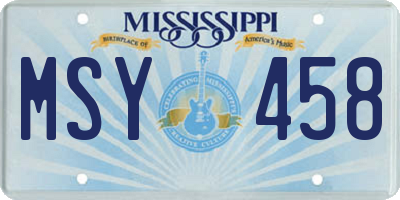 MS license plate MSY458