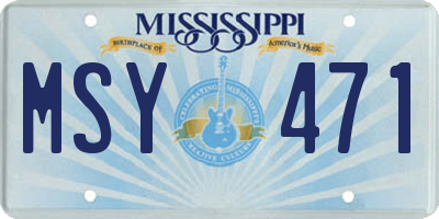 MS license plate MSY471