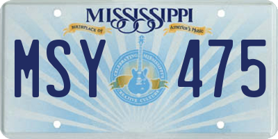 MS license plate MSY475