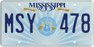 MS license plate MSY478