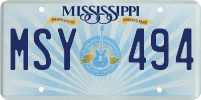 MS license plate MSY494