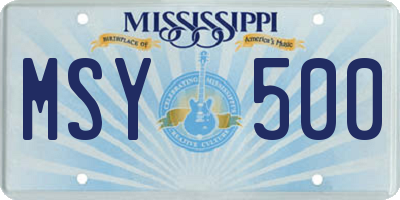 MS license plate MSY500