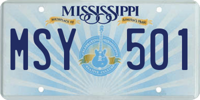MS license plate MSY501