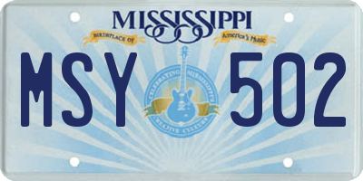 MS license plate MSY502