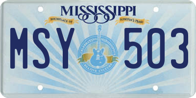 MS license plate MSY503