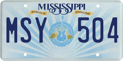 MS license plate MSY504