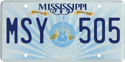 MS license plate MSY505