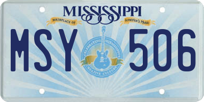 MS license plate MSY506