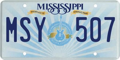 MS license plate MSY507
